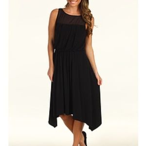 Vince Camuto sheer inset sleeveless black dress